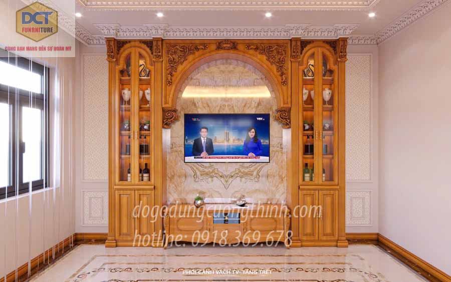 Tủ tivi gỗ gõ đỏ TV34GD
